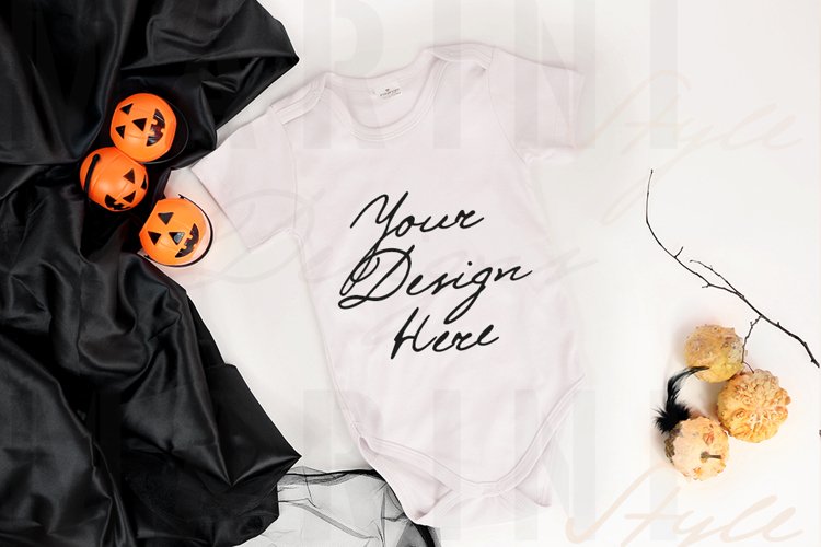 Baby Halloween Bodysuit Mockup, Baby tshirt Mockup, 1063 example image 1