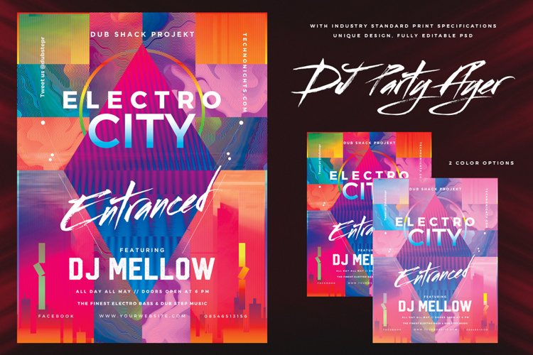 Electro City DJ Night Party Flyer example image 1