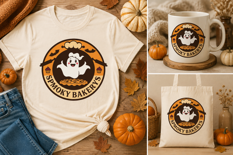 Spooky Bakery PNG | Cute Ghost Baker Halloween Clipart