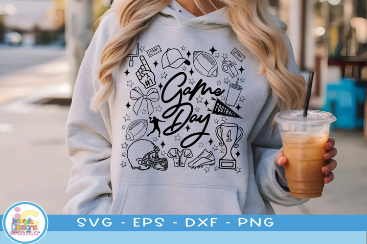 Game Day Png, Football Doodles Svg