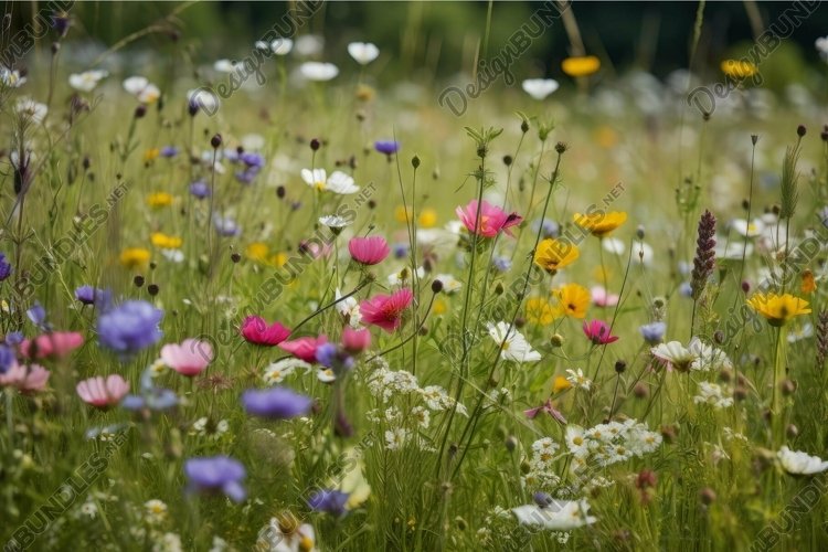 Wild Flower Example Colorful wildflower meadow in full bloom (4244507)