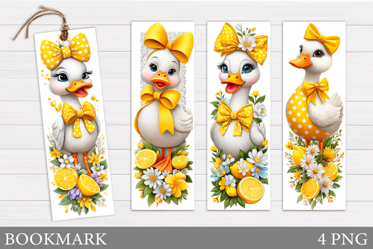 Cute Goose Bookmark Design. Goose Lemons Bookmark