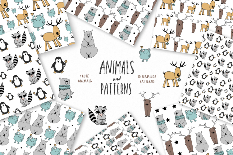 Animals   patterns for baby nursery Cute baby illustrations