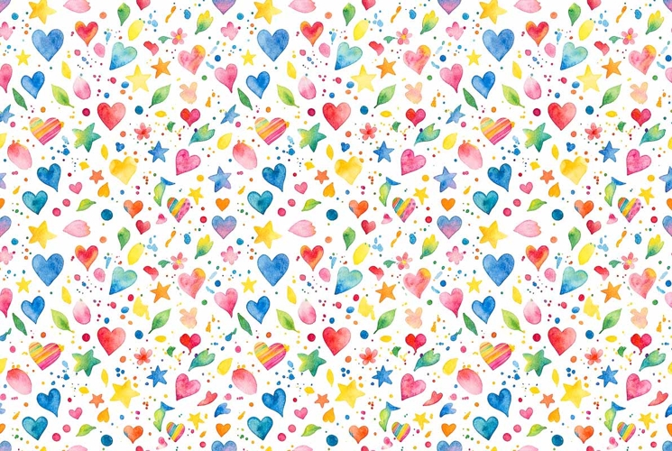 Watercolor confetti and flower scatter pattern