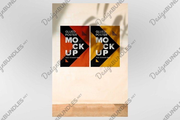 Glued and Crumpled Poster Mockup with Shadow Overlay example image 1