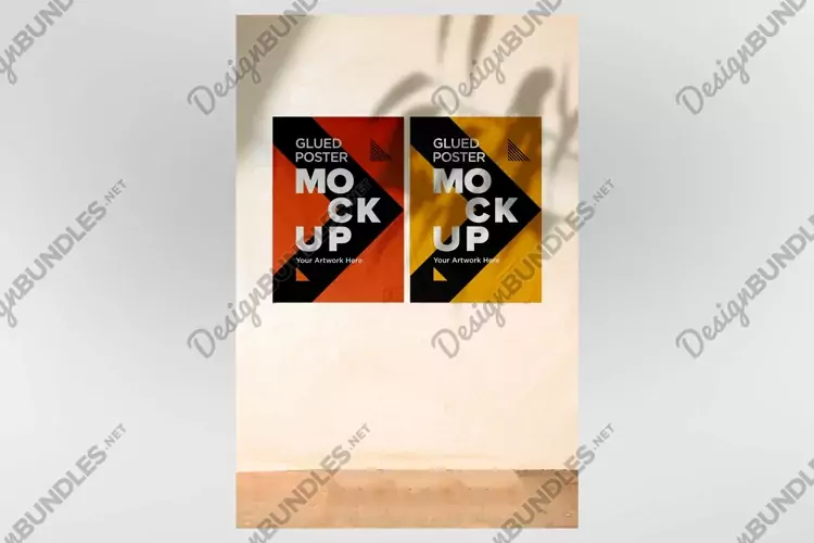 Glued and Crumpled Poster Mockup with Shadow Overlay