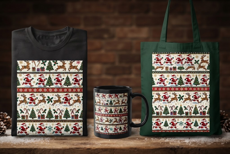 Christmas Running Santa Ugly Sweater Pattern