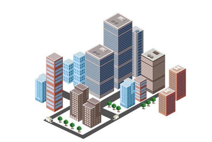 A business isometric city downtown