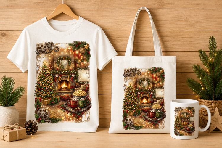 Luxurious Holiday Movie Night Christmas Art example image 1