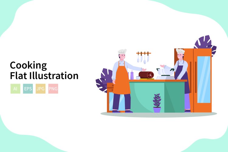 Cooking Vector Illustration In Flat Modern Style example image 1