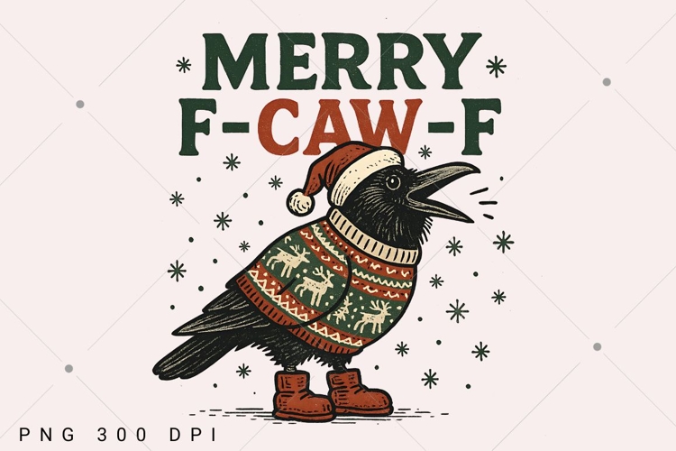 FCAWF Funny Crow PNG, Merry FCAWF Png, Funny Adult Christmas