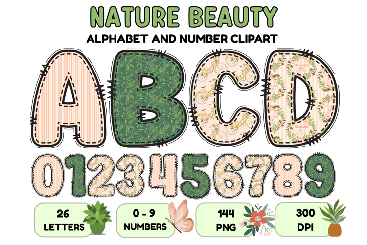 Garden Nature Beauty Alphabet PNG Letters & Numbers 300DPI