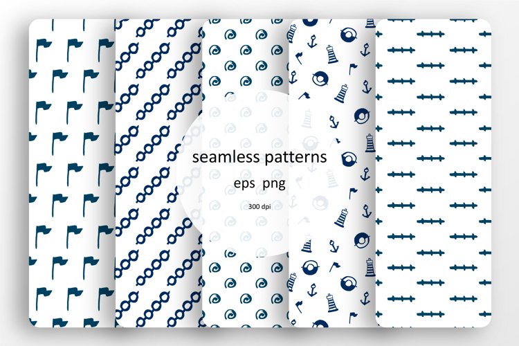 Set of seamless patterns with paints sea elements example image 1