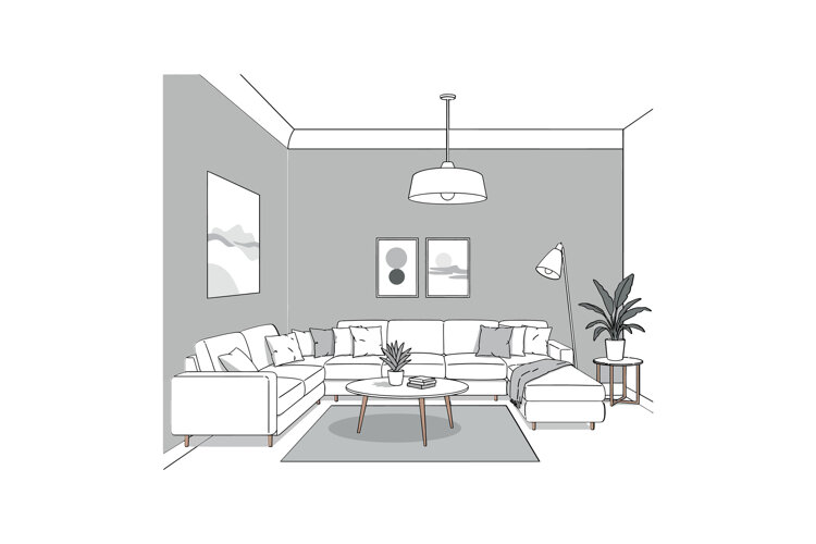 Cozy living room scene featuring a sectional sofa and modern example image 1