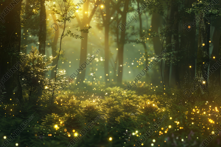 Fireflies in the Forest Background Wallpaper