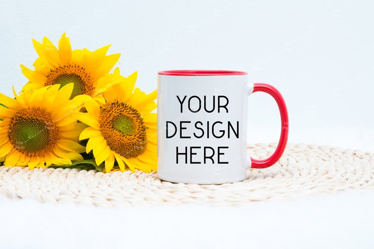 Mug Mockup 11 Oz Blank White Coffee Cup Red Handle