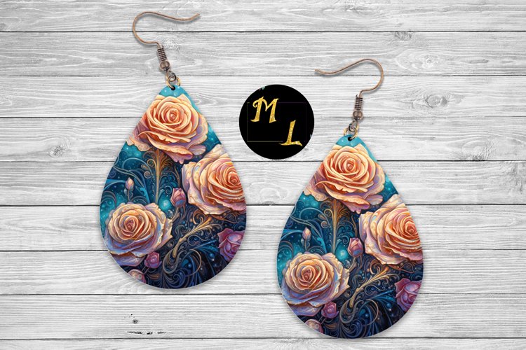 Flowers Earrings sublimation, Roses Earrings sublimation