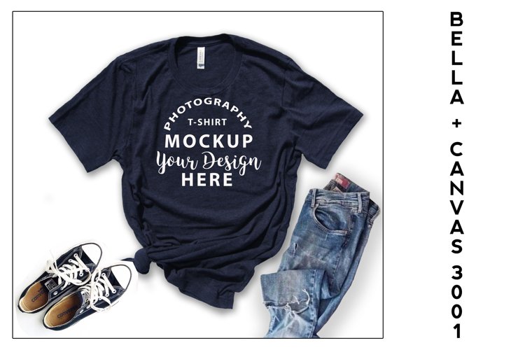 Download Bella Canvas 3001 T-shirt mock-up, color NAVY HEATHER ...