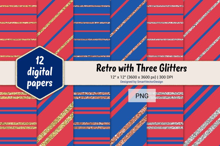 Pinstripes Retro with Three Glitters Color Combo #100 example image 1