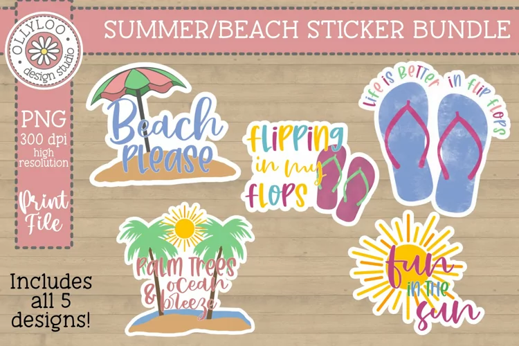 Summer Sticker Bundle | Printable Beach Stickers