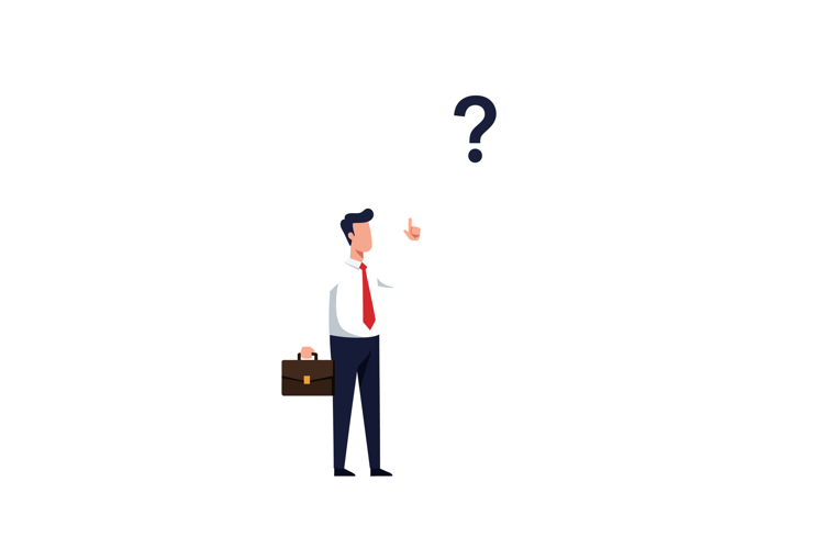 A business professional standing with a briefcase, raising a
