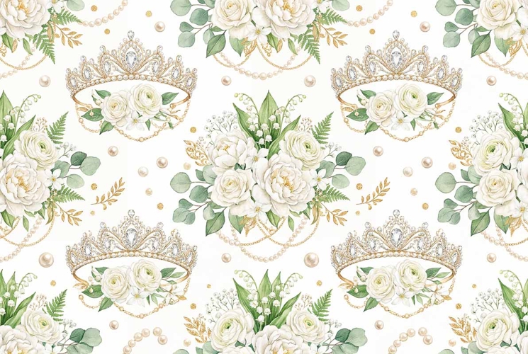 bridal tiaras pearls white flowers and gold details