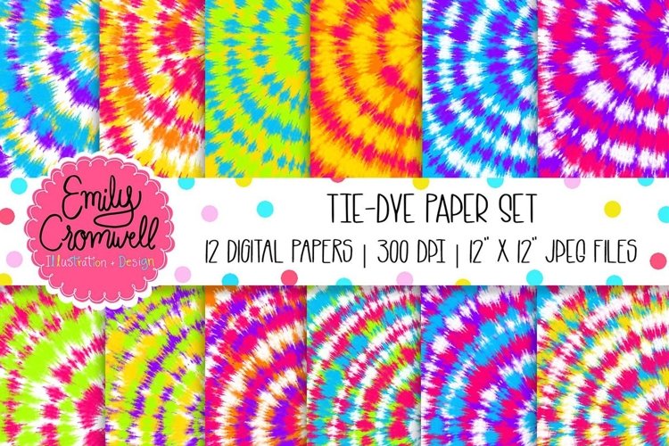 Colorful TieDye Digital Paper Set