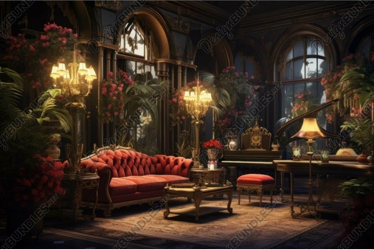 Opulent vintage parlor with floral accents example image 1