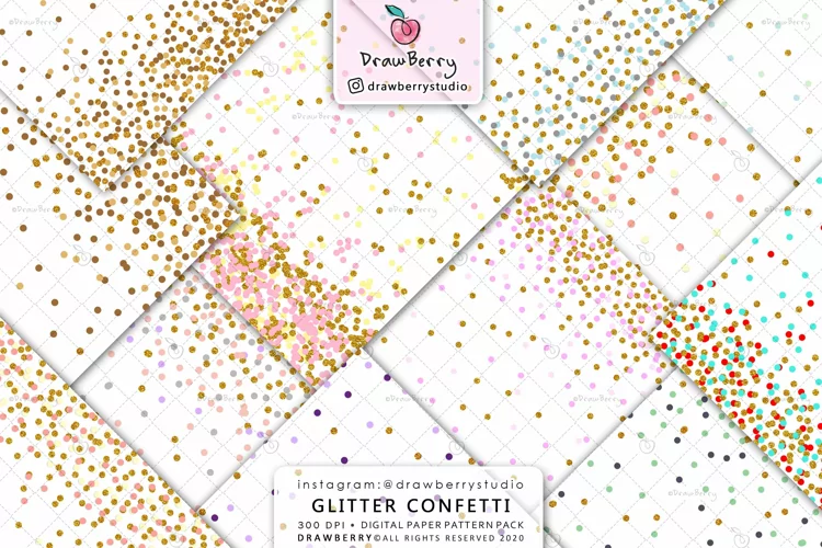 Gold Confetti Digital Paper Background