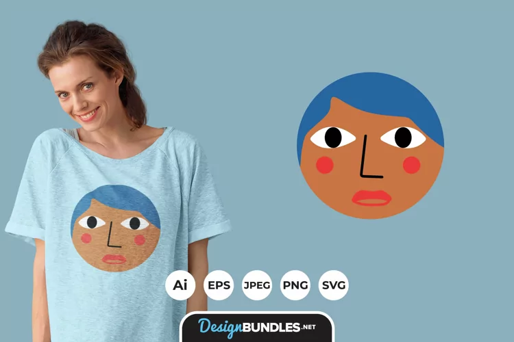 Ellipse Female Face Illustrations for T-Shirt Design