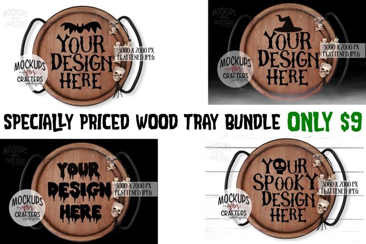 Wood Tray Mini Bundle, Round Trays, Halloween theme example image 1