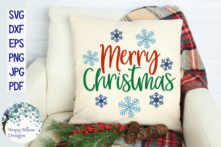 Merry Christmas SVG with Snowflakes