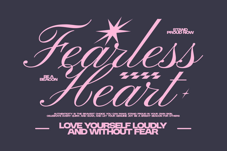 Fearless Heart Aesthetic Typography Quote T shirt Design example image 1