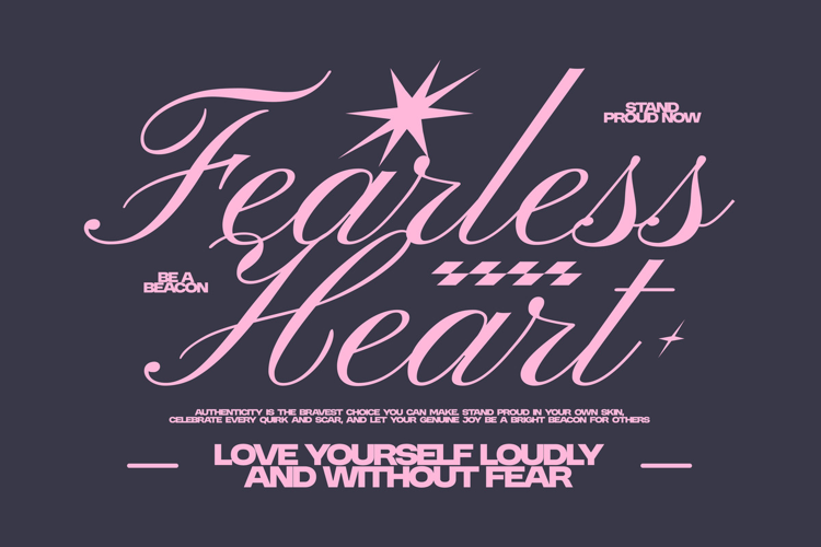 Fearless Heart Aesthetic Typography Quote T shirt Design