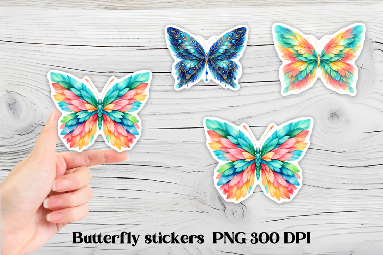 Butterfly feather stickers | Summer butterfly PNG stickers