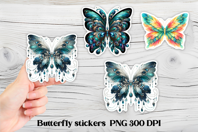 Butterfly feather stickers | Summer butterfly PNG stickers