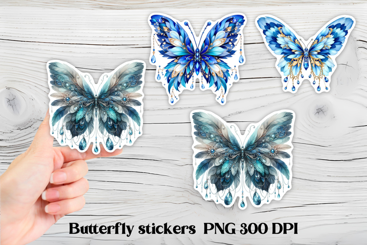 Butterfly feather stickers | Summer butterfly PNG stickers