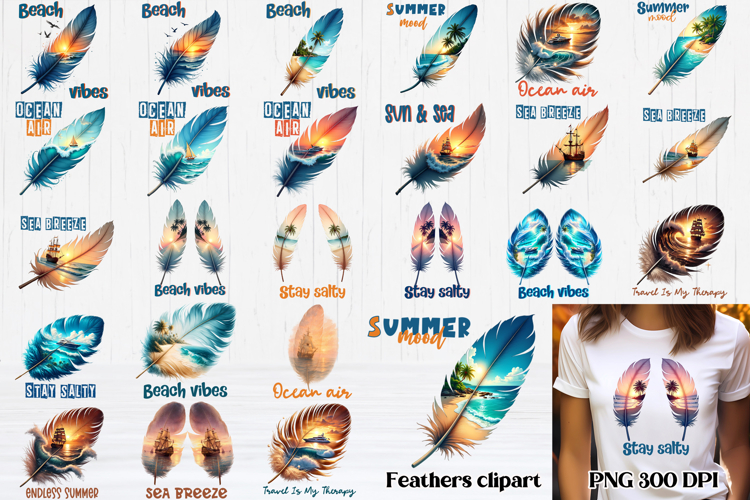 Summer feathers PNG clipart | Summer beach quotes PNG