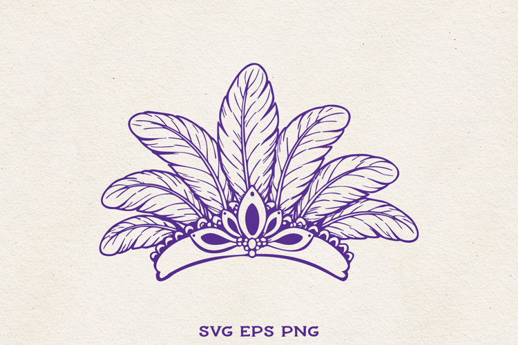 Mardi Gras Crown SVG | Feather Carnival Headpiece Clipart