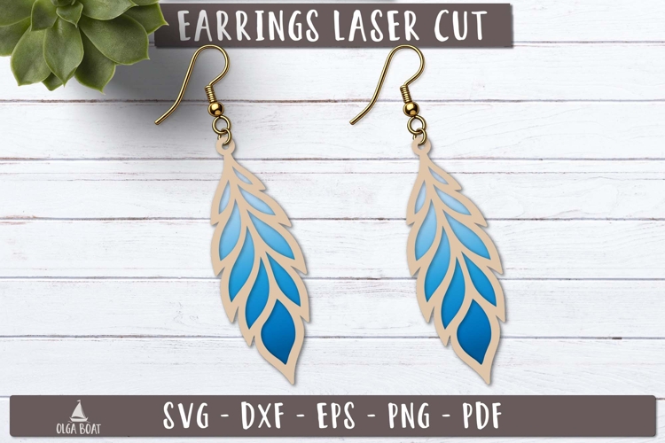 Feather Earrings SVG Boho Laser Cut design