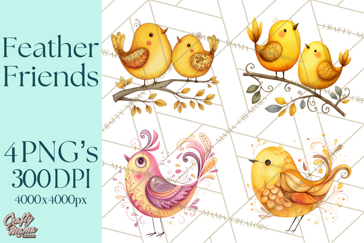 Whimsical Bird Doodle Clipart Colorful Cute PNG