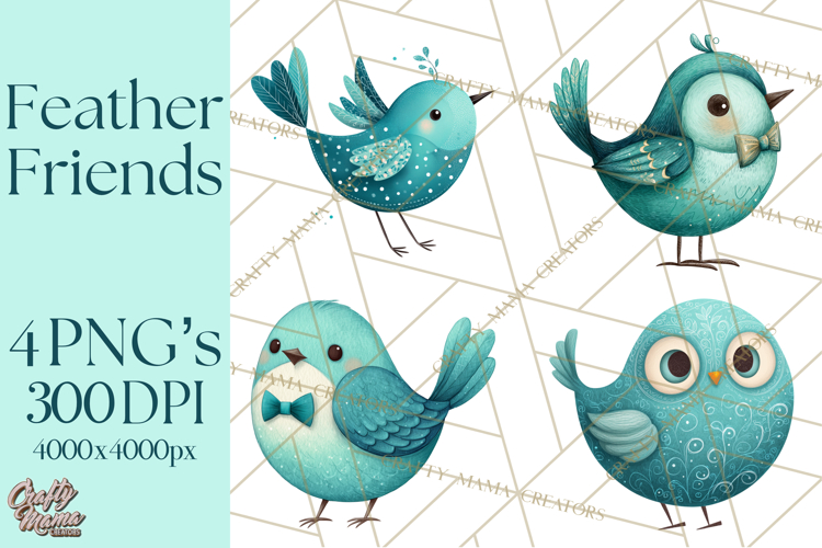 Whimsical Bird Doodle Clipart Colorful Cute PNG