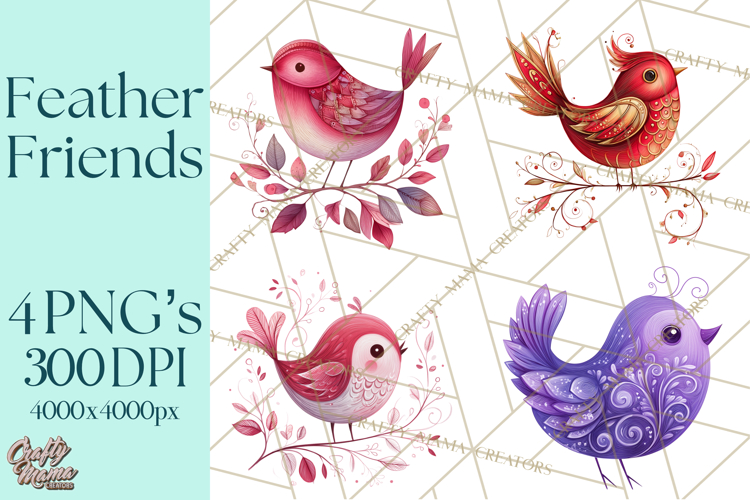 Whimsical Bird Doodle Clipart Colorful Cute PNG