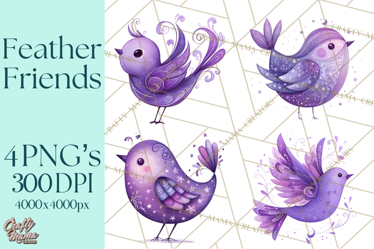Whimsical Bird Doodle Clipart Colorful Cute PNG