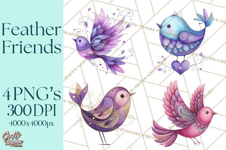 Whimsical Bird Doodle Clipart Colorful Cute PNG