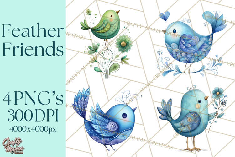 Whimsical Bird Doodle Clipart Colorful Cute PNG