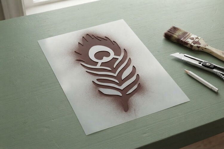 Feather Papercut Stencil 2 example image 1