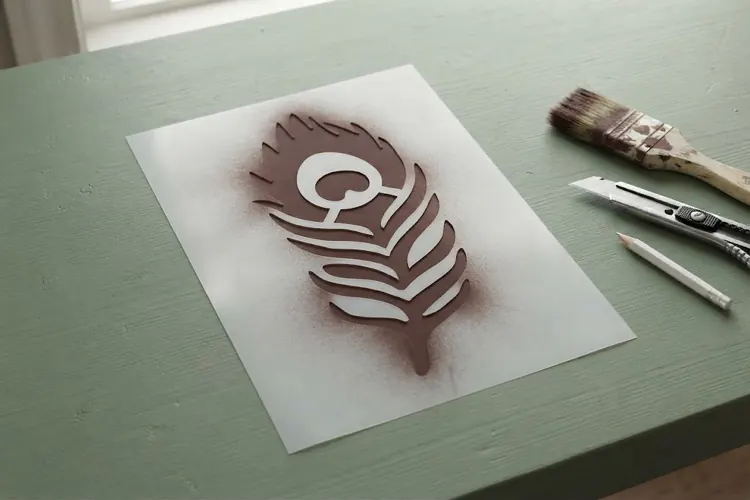 Feather Papercut Stencil 2