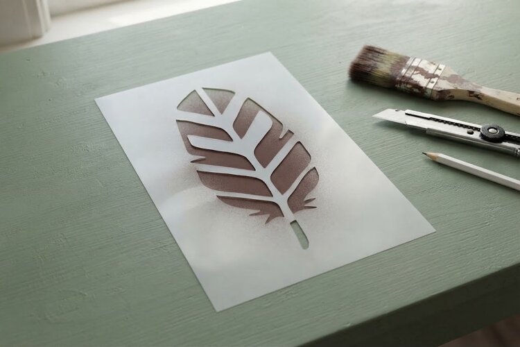 Feather Papercut Stencil 3 example image 1