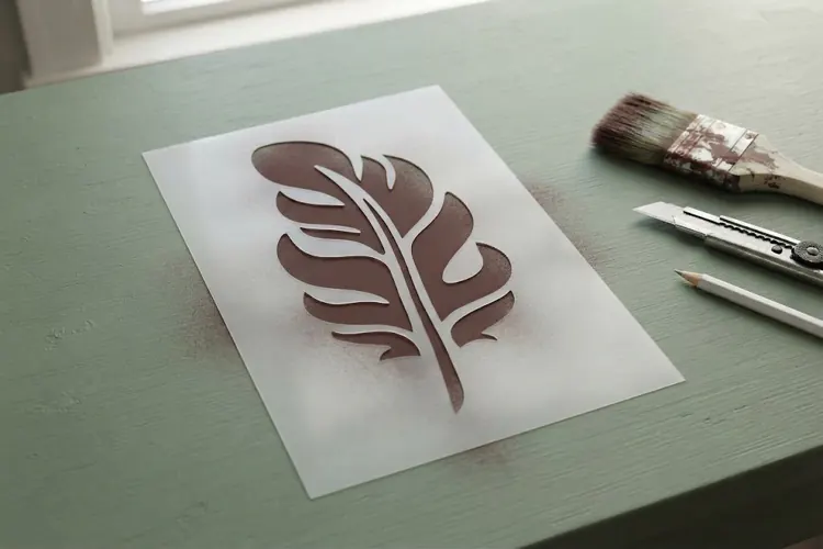 Feather Papercut Stencil 4